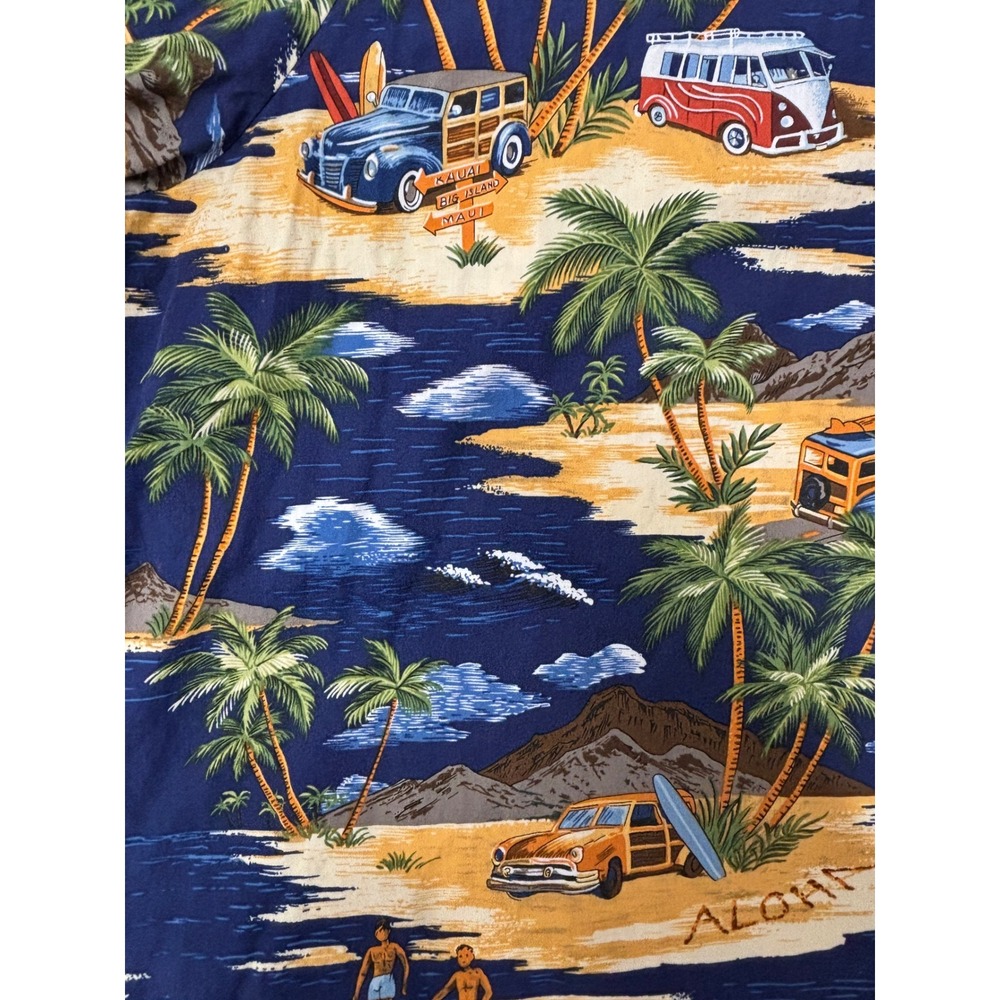 RJC Hawaiian Aloha Shirt Men's 2XL Made in Hawaii Surf Woody VW Bus Beach Camp - Picture 4 of 11